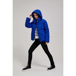 Marisse Short Quilted Jacket With Hood, Dark Blue