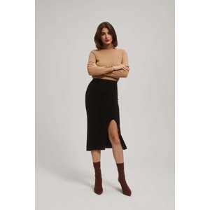 Marisse Black Midi Pencil Skirt With Slit