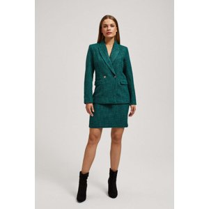 Marisse Emerald Tweed Skirt With Decorative Buttons