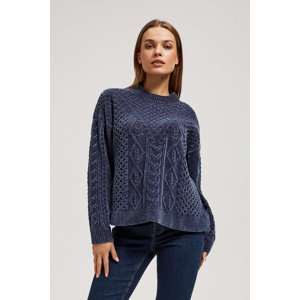 Marisse Navy Blue Sweater With Decorative Weave