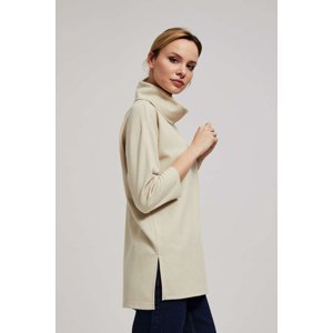 Marisse Sand Wide Turtleneck Sweatshirt