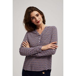 Marisse Patterned V-Neck Shirt In Light Blue