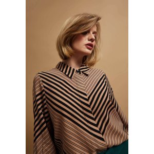 Marisse Dark Beige Striped Shirt