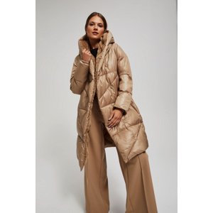 Marisse Long Dark Beige Hooded Jacket