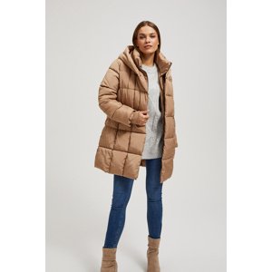 Marisse Quilted Jacket With Hood, Dark Beige