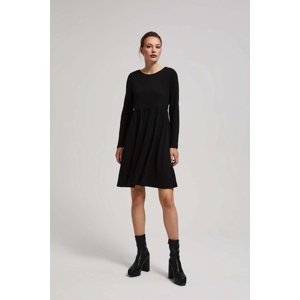 Marisse Black Dress With Long Sleeves And A Flared Bottom