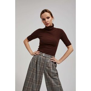 Marisse Brown Ribbed Turtleneck Blouse
