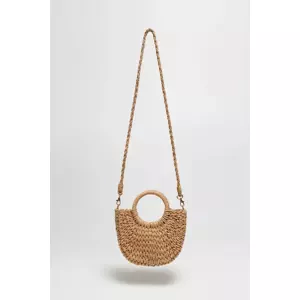 Marisse Beige Woven Bag With Round Handle