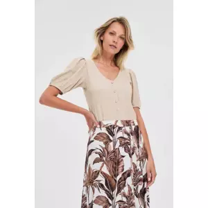 Marisse Beige Blouse With Puffed Sleeves