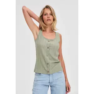 Marisse Olive Button Top