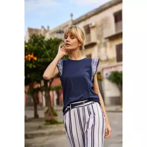 Marisse Navy Blue Cotton Blouse