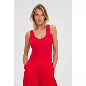 Marisse Red Ribbed Top