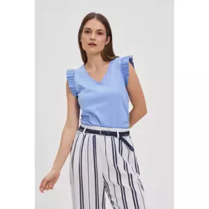 Marisse Sky Blue Blouse With Ruffles On The Shoulders