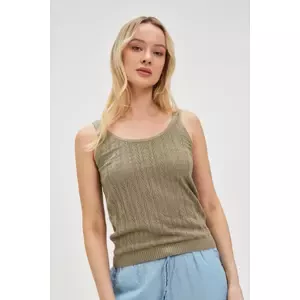 Marisse Openwork Olive Top