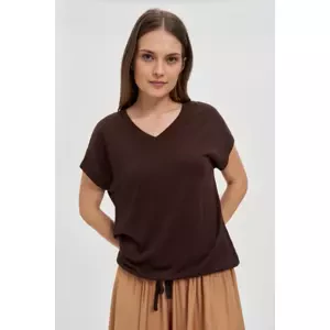 Marisse Brown V-Neck Blouse