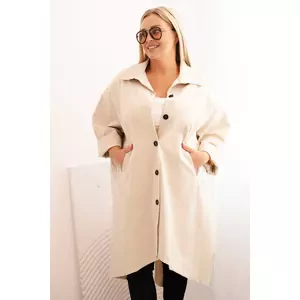 Kesi Włoski Plus Size women's cardigan Punto with cotton and buttons beige