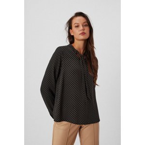 Marisse Patterned Shirt With Decorative Neckline Z-Ko-3629 Black
