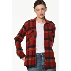 Z6663 DEWBERRY LADIES SHIRT-RED