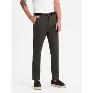 Ombre Men's REGULAR FIT chino pants with fine texture - dark green