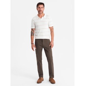 Ombre Men's REGULAR FIT chino pants with fine texture - brown