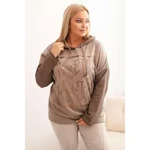 Kesi Włoski Women's Plus Size hoodie with a washed effect and print fango