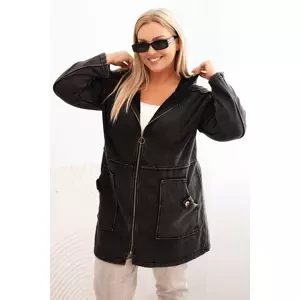 Kesi Włoski Women's Plus Size hooded sweatshirt with pockets distressed black