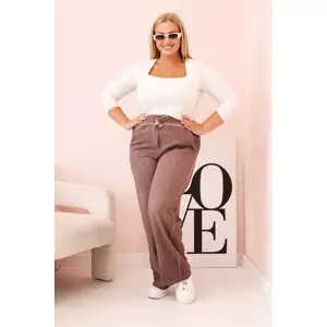 Kesi Włoski Plus Size women's pants with viscose, wide leg and elastic waistband fango