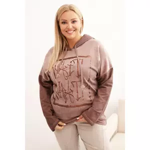 Kesi Włoski Women's Plus Size hoodie with print, pre-washed, brown