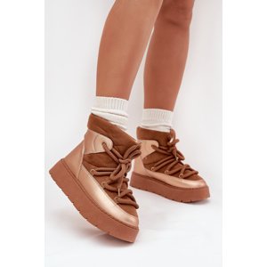 Boto Low Women’s Snow Boots Lined With Fur And Thick Laces Camel Xarina