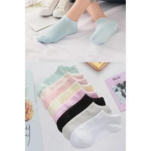 26115 Dewberry 8-Pack Womens Colorful Soft Ankle Socks-MULTICOLOR