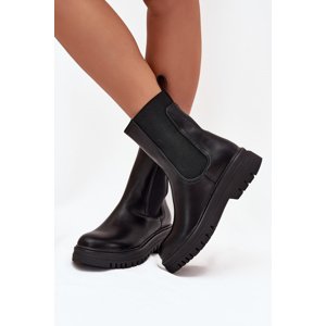 Boto Women Chelsea Boots On Platform And Flat Heel Slip On Black Ravessa