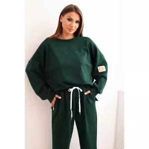 Kesi Włoski Women's set with a loose sweatshirt and pants with the word LOVE dark green