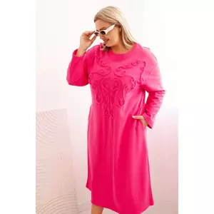 Kesi Włoski Plus Size women's dress with cotton embroidery pink