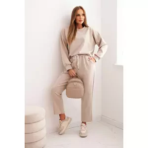 Kesi Włoski Women's set made of viscose with decorative pattern and pants beige