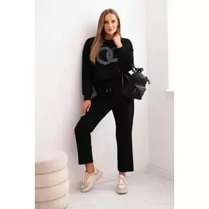 Kesi Włoski Ladies' set made of viscose with decorative pattern and pants black