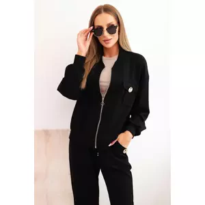 Kesi Włoski Ladies' butter soft viscose set with a zip-up sweatshirt and pants black
