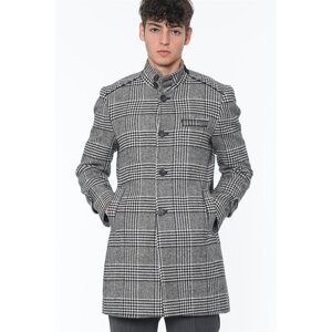 PLT8391 DEWBERRY MEN'S COAT-PATTERNED BLACK