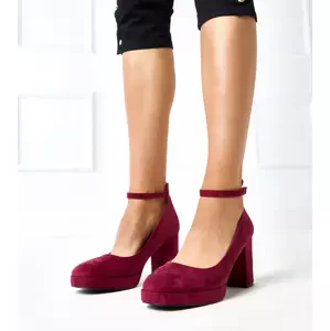 marka niezdefiniowana Burgundy block heel pumps Barola