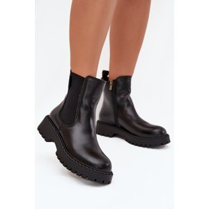 BIG STAR SHOES Leather Women's Ankle Boots Insulated With Zipper Big Star