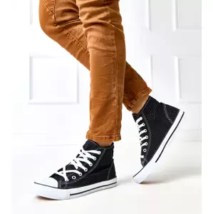 marka niezdefiniowana Black lace high-top sneakers Taris