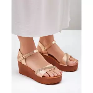 Resti Women's wedge sandals with rhinestones and glitter Aurora Glow