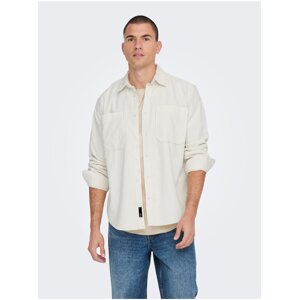 Cream men's corduroy outer shirt ONLY & SONS Alp - Men's