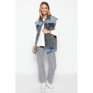 Trendyol plava traper boja blok jeans jakna