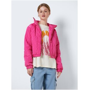 Dark pink women's quilted bomber jacket with collar Noisy May Ziggy - Women's