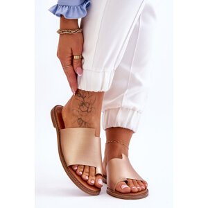 PE1 Women's Leather Flip Flops Gold Amite