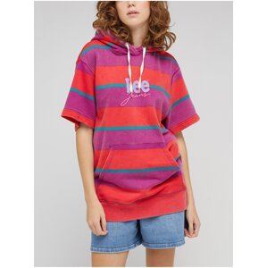 Dark pink women's striped short-sleeved sweatshirt Lee - Women's