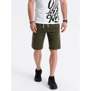 Ombre Men's short shorts with pockets - dark olive