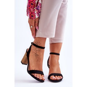 Boto Suede Sandals On A Braided Heel Black Selila
