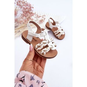 Boto Children's Velcro Sandals With Stripes White Sammy