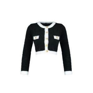 Trendyol Black Super Crop Pile pletenina Cardigan